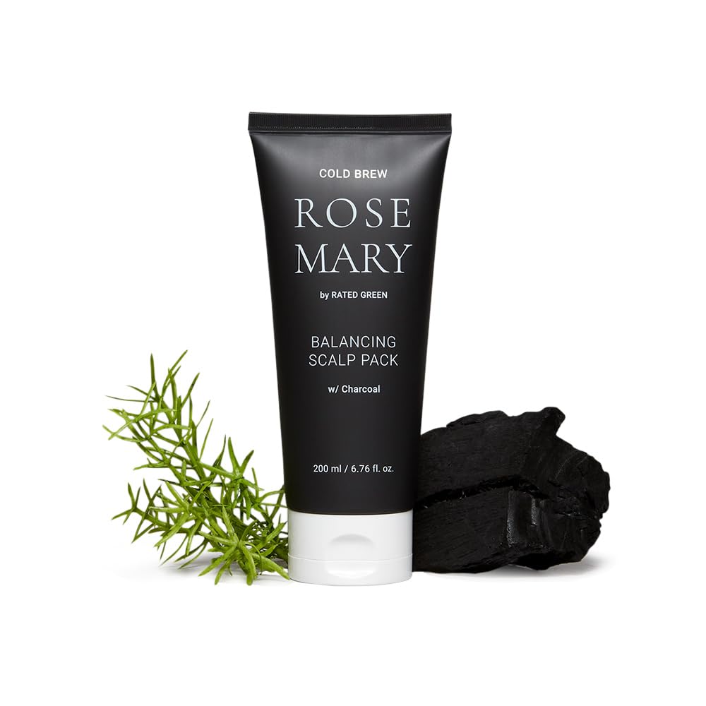 RATED GREEN - Rosemary Balancing Scalp Pack - Tube - 6.76 fl. oz. Cold Brew Organic Rosemary with Charcoal for Oily Scalp - Softening Hair Mask for Women & Men