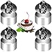CXtech Juego de 4 aros de cocina redondos, acero inoxidable, aros de comida, molde para tartas, molde para hornear con 4 prensas de alimentos para cocinar bollos, huevos, mousse, postres, 8 x 4 cm