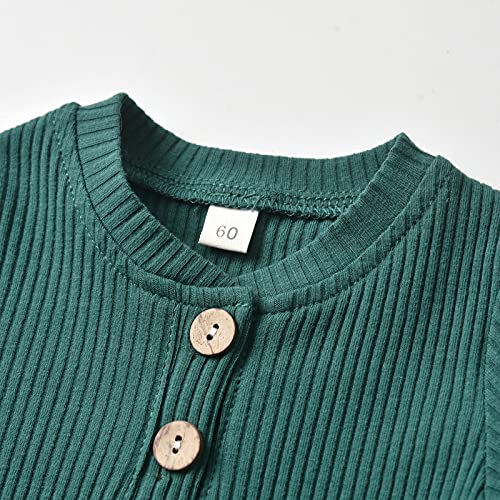 Derouetkia Summer Newborn Baby Boy Girl Clothes Solid Color Ribbed Romper and Shorts Outfits Set2