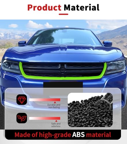 Image of Voodonala for Charger Front Grille Inserts Trim for 2015-2023 Dodge Charger, Radiator Grill Cover Protector, ABS Green Exterior Accessories, 2PCS