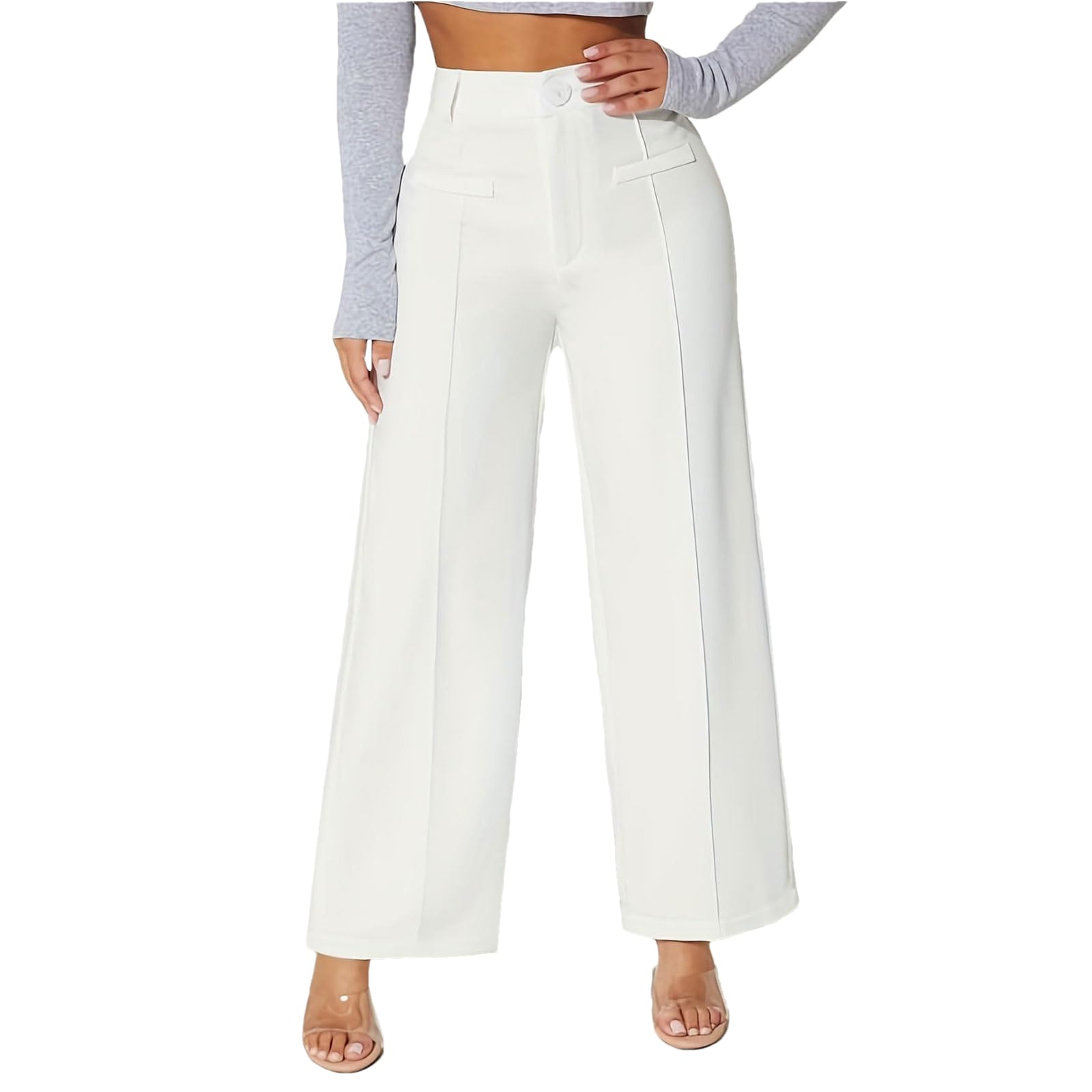 Womens Dress Pants Dress Pants for Women Wide Leg Butt Lifting Business Work Trousers Casual Stretchy Slim Fit