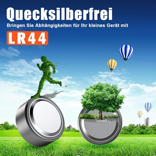 GutAkaLi 40er Pack LR44 Knopfzelle - 1.5V - Alkaline Batterie LR44 Ohne Quecksilber - (AG13 L1154F V13GA SR44 LR44H A76 LR754 357 303… – Ansicht 2