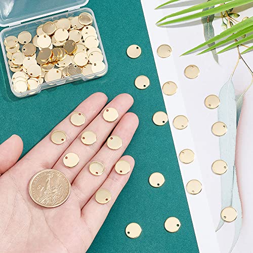 UNICRAFTALE About 100pcs 304 Stainless Steel Charms Flat Round Pendant Stamping Blank Tag Charms Golden Pendant Small Hole Charms for Necklace Earring Jewlery Making Hole 1.5mm - Image 2