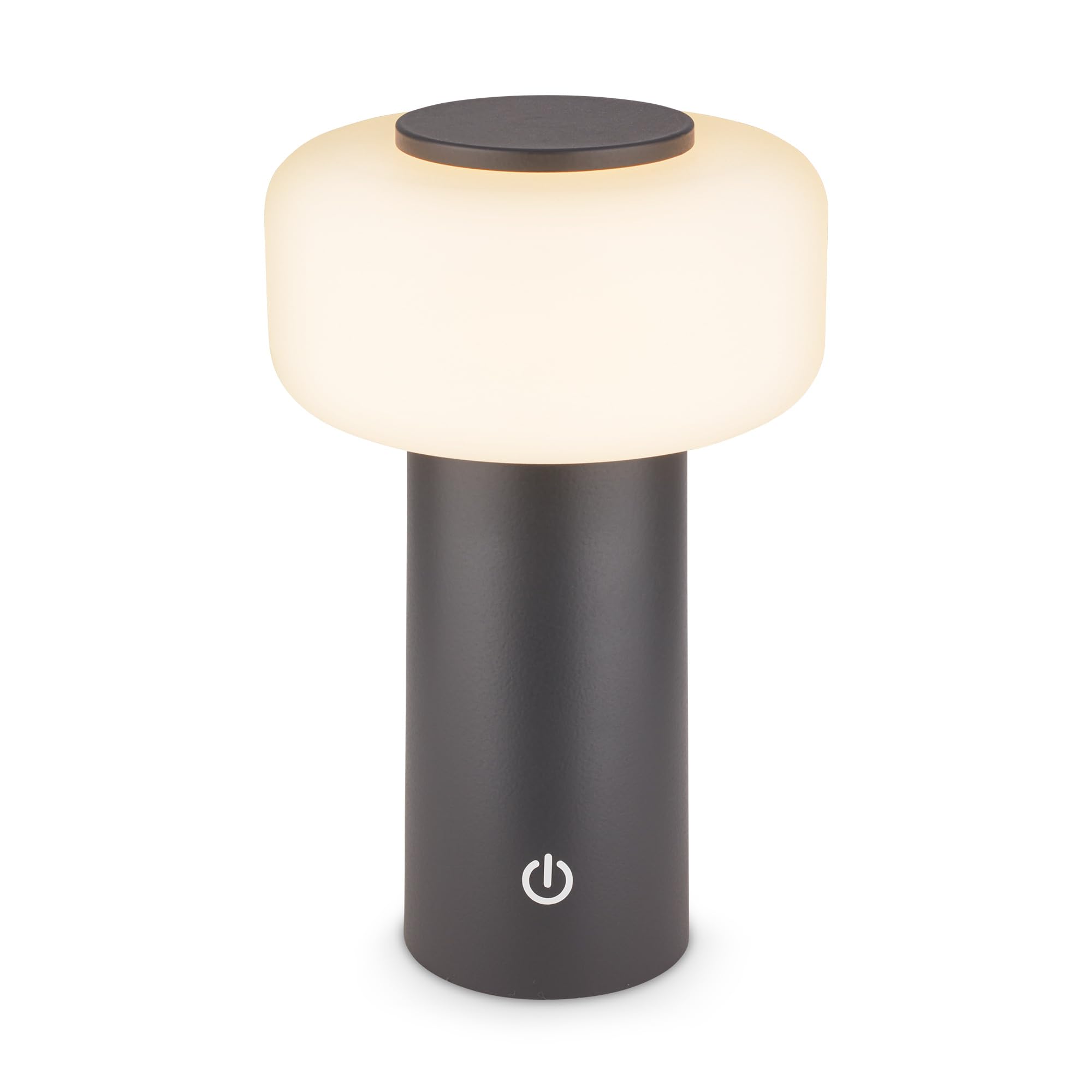 BRILONER - Rechargeable LED table lamp IP44 with touch, dimmable, replaceable battery, LED light, battery table lamp, bedside, no cord, outdoor, 13x20.6 cm, anthracite