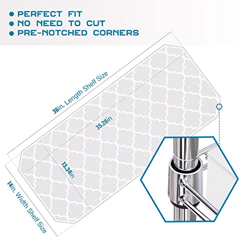 Image of BRIAN & DANY Wire Shelf Liner 14 inch X 36 inch, Heavy Duty Shelf Liners for Wire Shelving, Waterproof Protector Mats, Set of 5, Quatrefoil Grey
