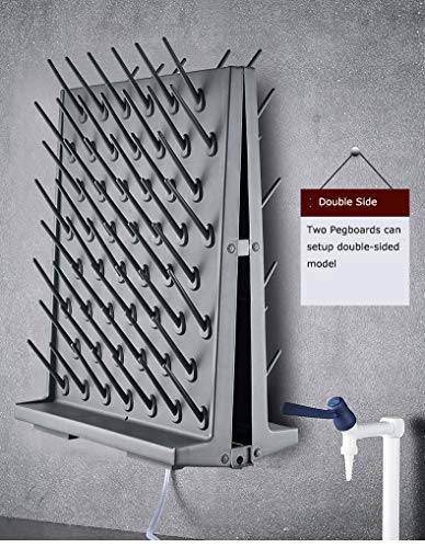 Fsyd Black 52 Pegs Lab Supply Drying Rack, Pegboard Bench-Top/Wall-Mount Laboratory Glassware 52 Detachable Pegslab Drying Draining Rack Cleaning Equipment #TOP2