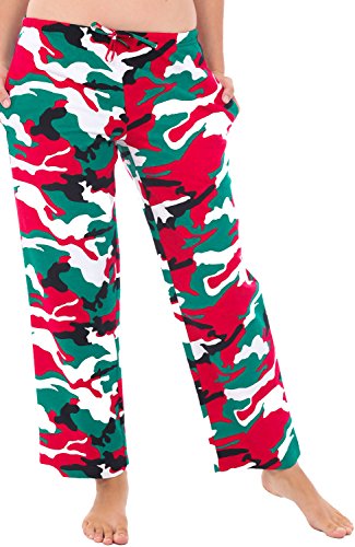 Alexander Del Rossa Women's Flannel Pajama Pants, Long Cotton Pj Bottoms, Small Christmas Camouflage (A0702N26SM)