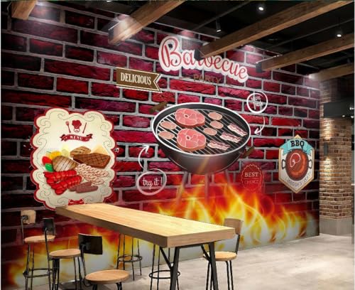 Papel pintado de barbacoa mural 3D decorativo para comedor y cafetería tradicional 2