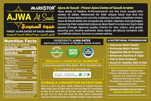 Image of MARKSTOR Fresh Ajwa Al-Saudi Dates (500Gram) With Ajwa Seeds Powder (100Gram)