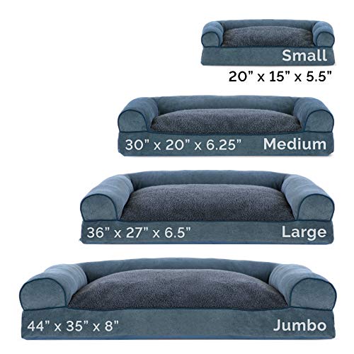 Furhaven XL Pillow Dog Bed Sherpa & Chenille Sofa-Style w/ Removable Washable Cover - Orion Blue, Jumbo (X-Large) - Image 5