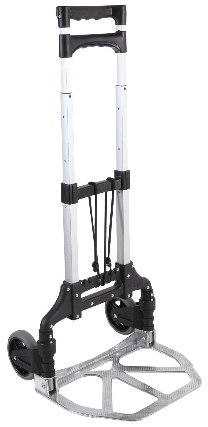 Handkarre klappbare Sackkarre Aluminium Trolley Faltbare Cart mit Teleskopgriff, 2 Gummirädern & Bungee-Seil für Gepäck, Reisen, Auto, Umzug, Airport, Einkaufen und Büro
