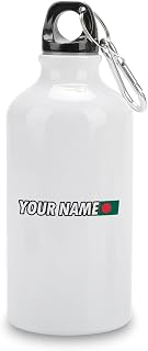 Custom Your Name Bangladesh Water Bottles Bangladesh National Flag Aluminum Water Bottle 14 OZ Portable Travel Bottle for Sport Gym Outdoor Travel School