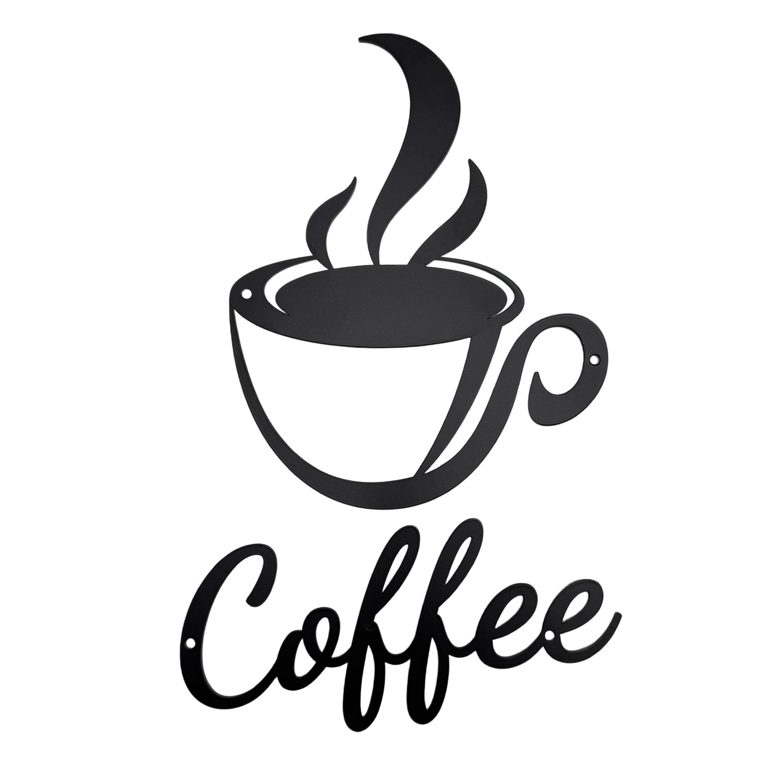 Aimto Coffee Metal Wall Art Decor,Coffee Bar Home Office Kitchen Decor (10 Inch black Set of 2)