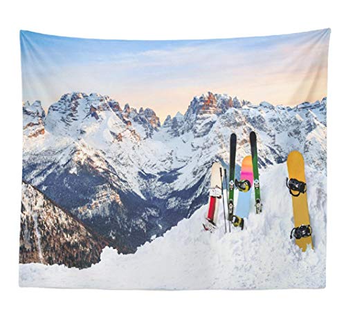 image for threetothree Tapestry 3 Snowboards Ski Standing Snow Slope Mountains S