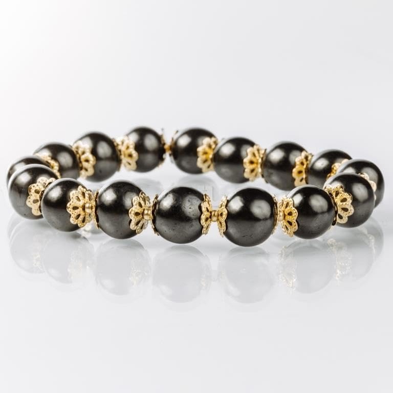 HITT Authentic Shungite Protection Bracelet – Natural Stone Bead Stretchy Bracelet for Men and Women – Karelian Shungite Jewelry from Russia4
