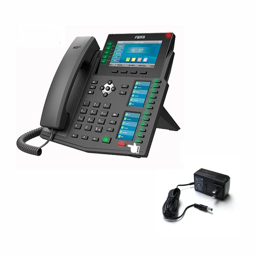 Fanvil X6U Enterprise IP Phone with 20 SIP Lines Dual Gigabit Port PoE Integrated with 5V 2A Power Supply