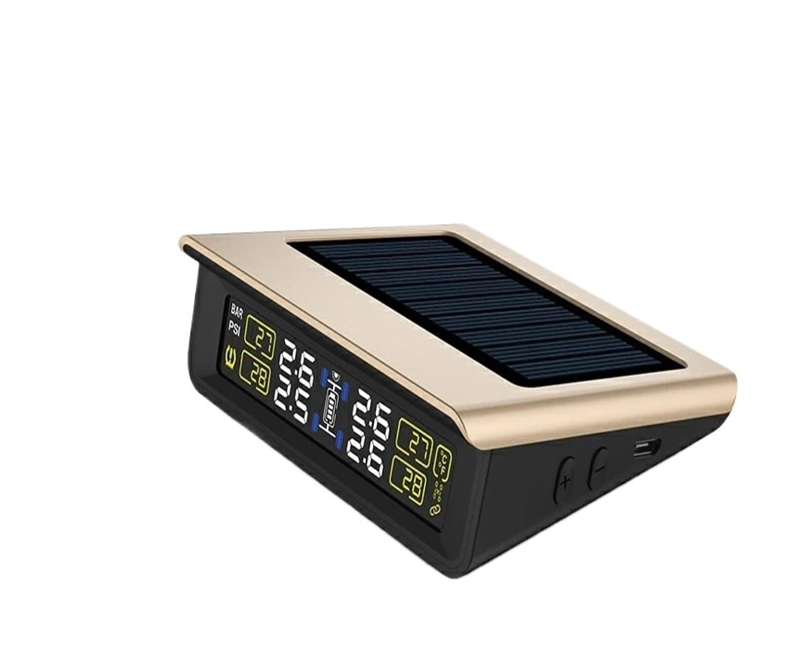 Vmvud Black Tyre Pressure Monitoring System Solar Power Lcd Display With 4 Internal/External Sensor Replaceable Battery Psi/Bar Mode(,T86-Nfplus)