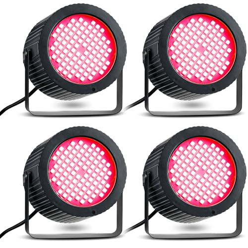 Funtery 4 Pcs Strobe Lights 88 LEDs Sound Activated Stage DJ,Red