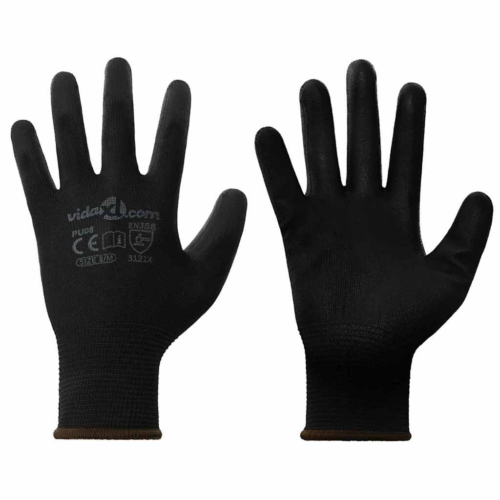 Gants de Travail 24 pièce Noir 8 / m Polyester pour Homme et Femme, Outils de Jardin, Mécanicien, Jardinier