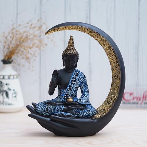 Image of eCraftIndia Multicolor Resin Blessing Buddha Statue with Palm Chand | Lord Buddha Statue for Home Decor Living Room Office | Buddha Showpiece | Buddha Idol Gift for Diwali Buddha Purnima Birthday