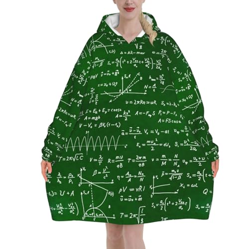 Sweat à capuche couverture unisexe en flanelle à motifs équations mathématiques et poches