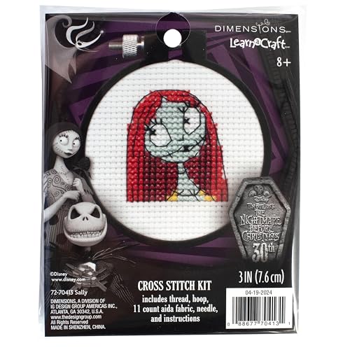 Dimensions 72-70413 Disney Tim Burton's The Nightmare Before Christmas Sally Mini Beginner's Cross Stitch Kit, 3' Diameter, Multicolor, 5 Pieces
