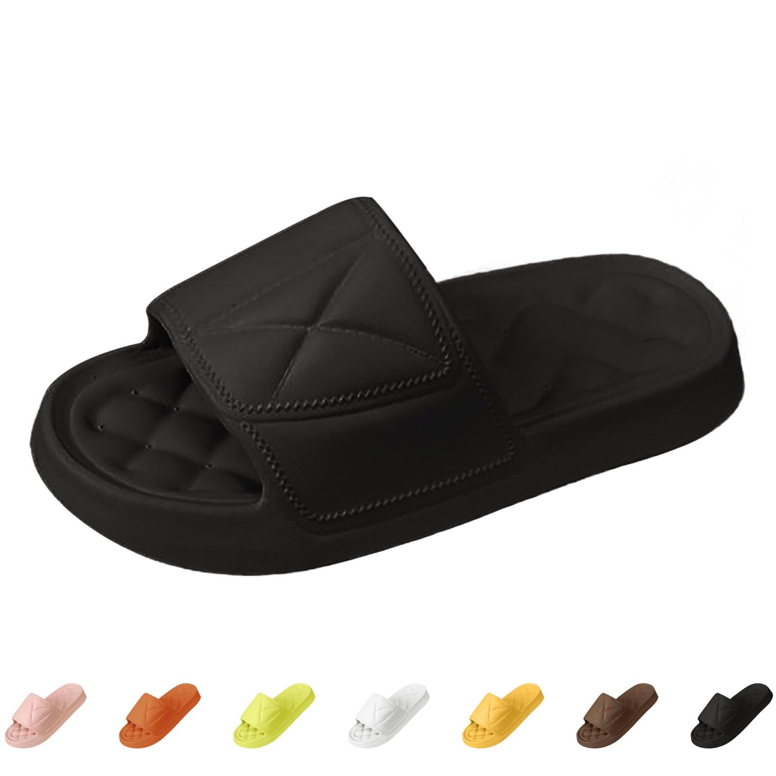 Cloud Sliders Slippers Unisex, Comfortable Walking Thong Sandals Comfy, Thick Sole Sandals Men with Soft Eva Thick Sole Soft-Soled Non-Slip Slides for Shower Bathroom Pool Beach
