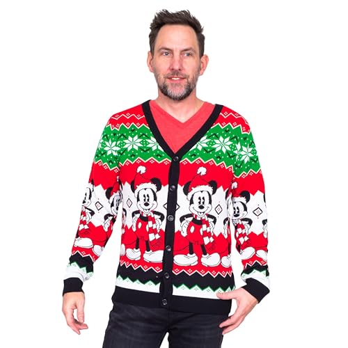 Mickey Mouse Santa Hat Cardigan Ugly Christmas Sweater2