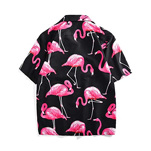 Loose Flamingo Shirt Print Short-Sleeved Shirt Couple Tops Hawaiian Shirt2