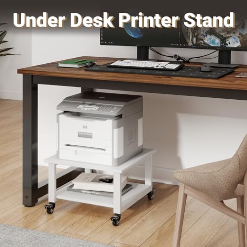 Image of Natwind 2 Tier Laser Printer Stand,20''x20'' Under Desk Printer Cart, White