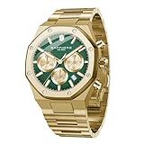 SAPPHERO Relojes cronógrafos analógicos para hombre, movimiento de cuarzo, acero inoxidable, relojes de pulsera de negocios, a la moda, lujosos, impermeables hasta 50 m, regalos para hombre, dorado
