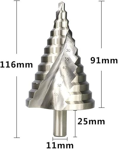 Miniatura 3 de Juego de brocas de paso ranuradas en espiral HSS agujero de titanio para perforación en espiral flauta cobalto cono escalonado, broca de carburo HSS