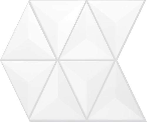 Protector contra salpicaduras para cocina, calcomanías triangulares 3D para azulejos de cocina, diseño de diamante, 10 hojas (blanco).