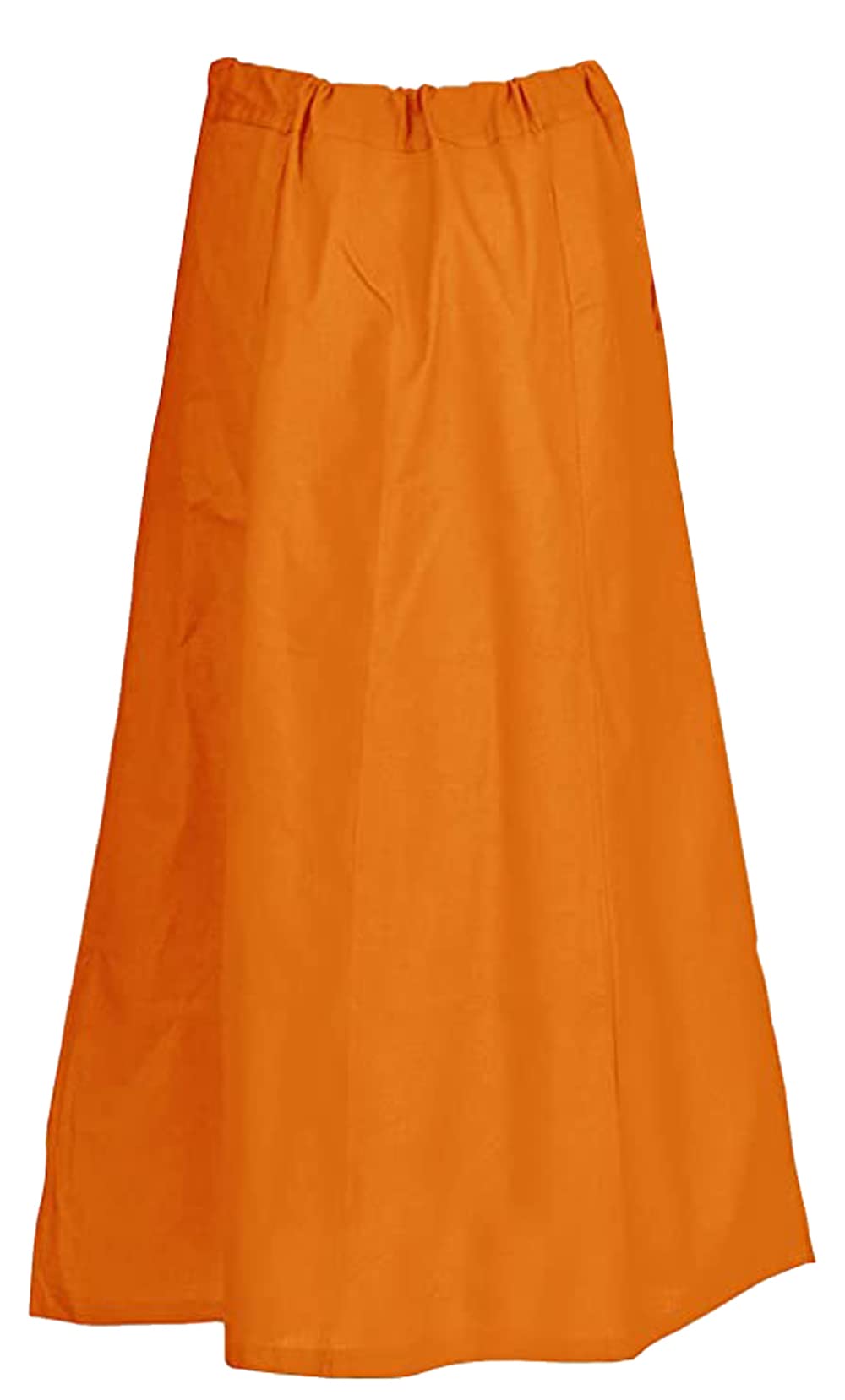 Fashnkart Women's Orange Cotton Petticoats For Indian Saree Underskirt Stitched Solid Drawstring Adjustable Waist Sari