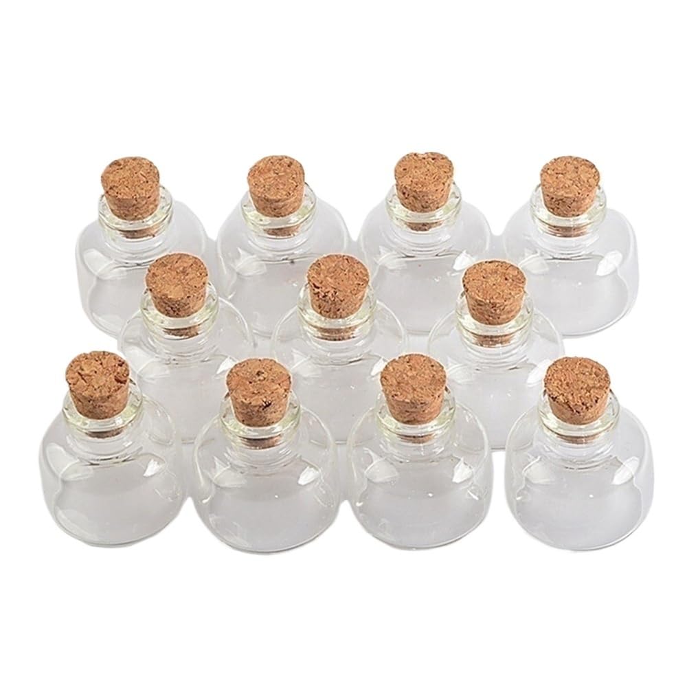 GOCENJIU Small Storage Vial 30 * 30 * 10mm Mini Glass Clear Bottles Cork Jars, 10ml Empty Transparent Vials for Decorative 80pcs