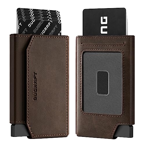 DUGRAFT Pop-up Porta Carte Portafoglio RFID Blocking Sottile Custodia Porta Carte di Credito in Alluminio con Tasca per Soldi Aziendali per Carte di Credito Banconote e Monete