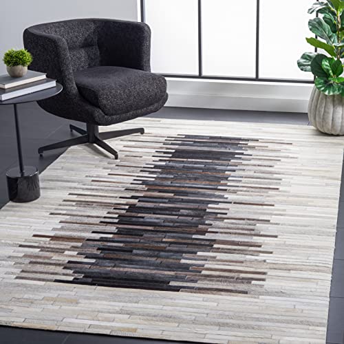 Tapete decorativo SAFAVIEH Studio Leather 6' x 9' gris y marrón miniatura 1