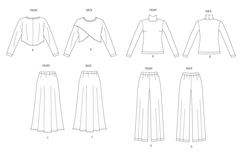 Butterick Sewing Pattern B7013A Misses' Knit Tops, Skirt, and Trousers A (XS-S-M-L-XL-XXL), Multicoloured - Image 3