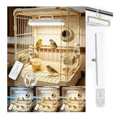 Bird Cage Light Stepless Dimming 3 Color Temperatures Rechargeable & Plug-in Magnetic Base Timed Off for Parrot Rabbit Dog Cat Pet Cage