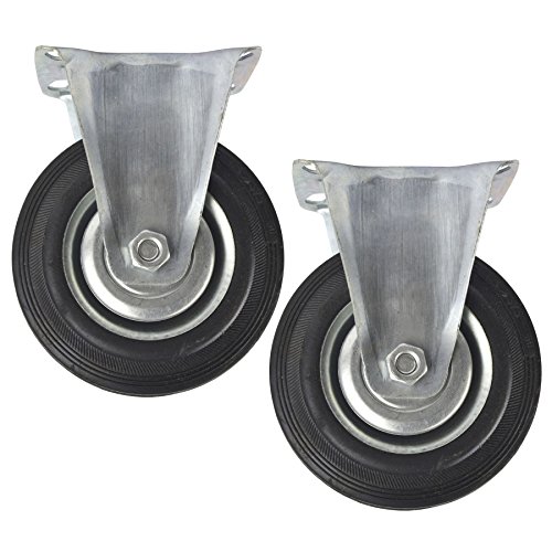 4 (100mm) Rubber Fixed Castor Wheels Trolley Furniture Caster (2 Pack) CST03
