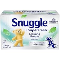 Snuggle Plus SuperFresh Fabric Softener Dryer Sheets with Static Control and Odor Eliminating Technology, Original, 200 Count