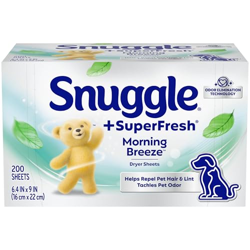 Snuggle Plus SuperFresh Fabric Softener Dryer Sheets with Static Control and Odor Eliminating Technology, Original, 200 Count