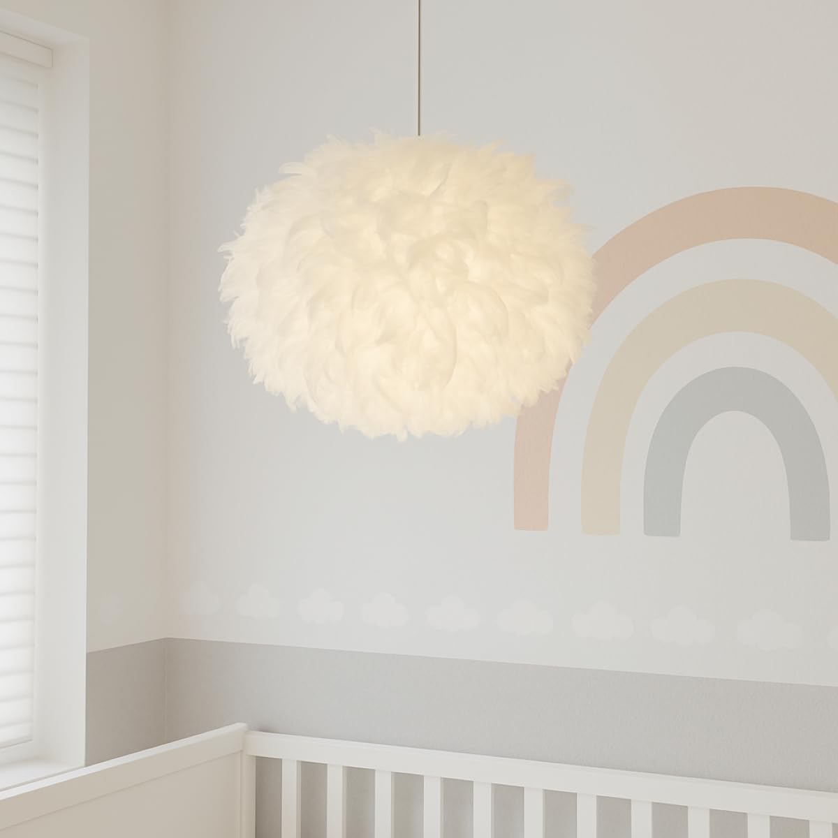 CGC Lighting White Feather Light Shade Ceiling Pendant Fluffy Lamp Lampshade Lightshade Table Floor Lamp Bedroom Living Room Hallway Wedding Party Hotel