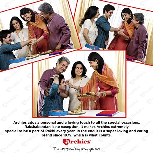 Image of ARCHIES Rakhi for Brother Rakshabandhan Combo of 1 Dazzling Lumba Rakhi With 1 Roli & Chawal Set-10gm (Pack of 2) for Bhaiya|Bro|Bhai