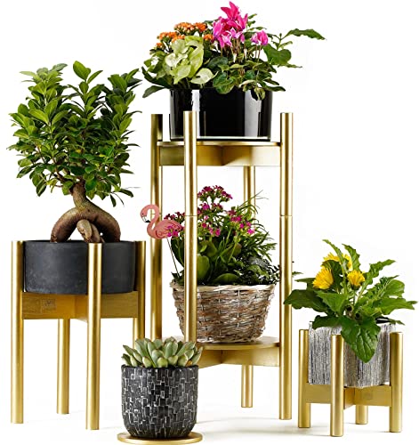 Zpirates Golden Plant Stand Indoor And Outdoor - Holds Small And Large Planter Pots Up To 12-Inch Dia, 26-Inch Tall - Heavy-Duty Vase Holder #TOP4