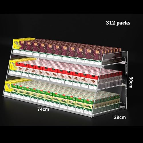 Soporte para cigarrillos de pared con empujador automático y 3 bandejas de gran capacidad 3