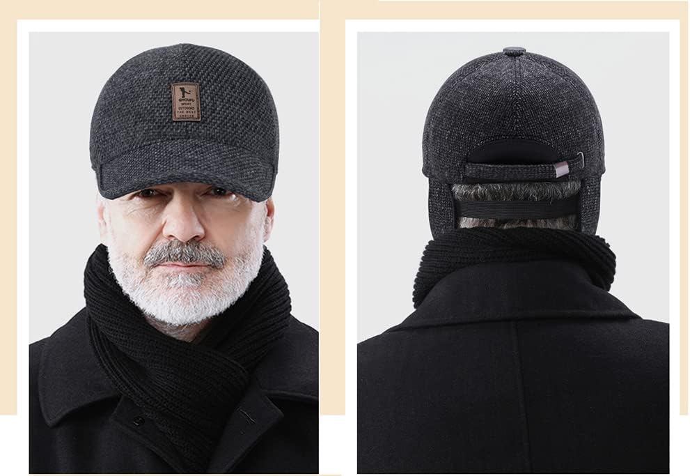 EDIKO Winter Hats for Men Baseball Cap Warm Dad Caps with Earflaps Adjustable - Image 3