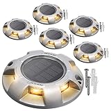 Solar Driveway Lights JACKYLED 600mAh Warm White Outdoor LED Solar Dock Lighting with Switch...