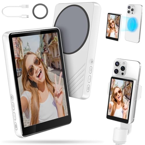 Selfie Monitor Screen iPhone, Newest Magnetic Phone Vlog Back Camera Monitor for Content Creator, Influencer, Live Streaming and TikTok, Snaplylens for iPhone Android Selfie Screen