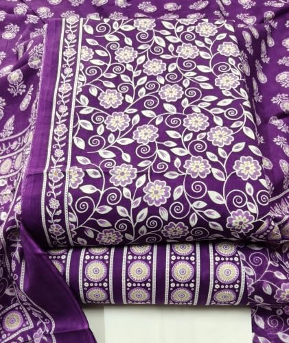 Image of DRAVINAM Trends Women's Premium Cambric Cotton Jaipuri Printed Unstitched Salwar Suit Dress Material with Mulmul Cotton Dupatta